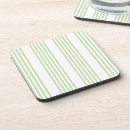Bleek groen en wit vijf strepen patroon bier onderzetter (Linkerzijde)