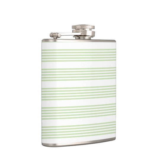 Bleek groen en wit vijf strepen patroon heupfles (Rechts)