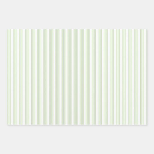 Bleek groen en wit vijf strepen patroon inpakpapier vel (Voorkant 3)