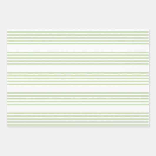 Bleek groen en wit vijf strepen patroon inpakpapier vel (Voorkant)