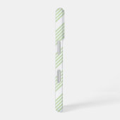 Bleek groen en wit vijf strepen patroon iPhone 16 hoesje (Rechterkant)