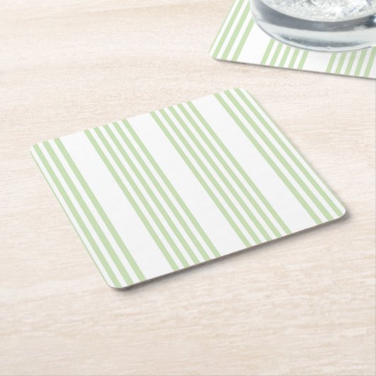 Bleek groen en wit vijf strepen patroon kartonnen onderzetters (Schuin)