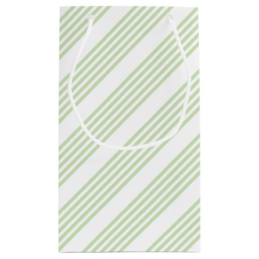 Bleek groen en wit vijf strepen patroon klein cadeauzakje (Achterkant)