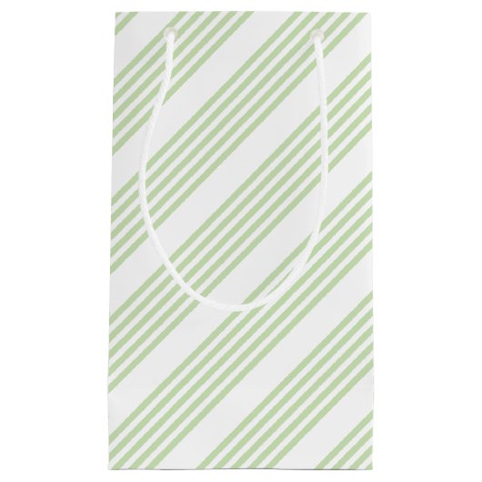 Bleek groen en wit vijf strepen patroon klein cadeauzakje (Voorkant)