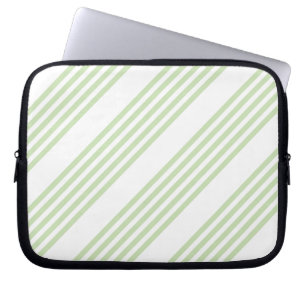 Bleek groen en wit vijf strepen patroon laptop sleeve