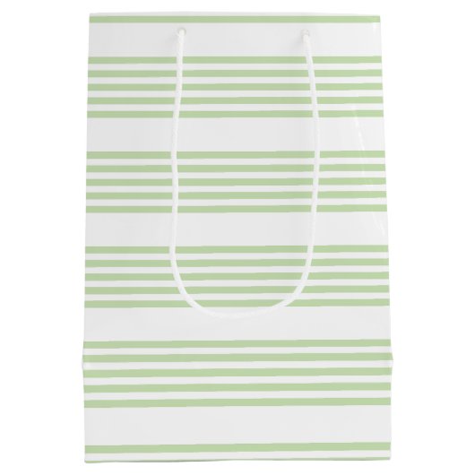Bleek groen en wit vijf strepen patroon medium cadeauzakje (Achterkant)