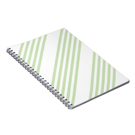 Bleek groen en wit vijf strepen patroon notitieboek (Rechterzijde)