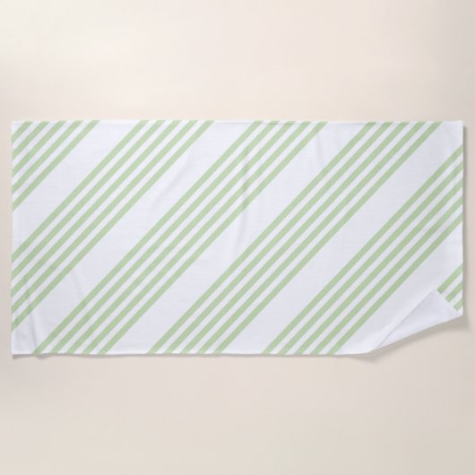 Bleek groen en wit vijf strepen patroon strandlaken (Voorkant)