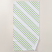 Bleek groen en wit vijf strepen patroon strandlaken (Voorkant)