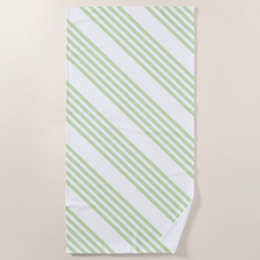 Bleek groen en wit vijf strepen patroon strandlaken (Voorkant)