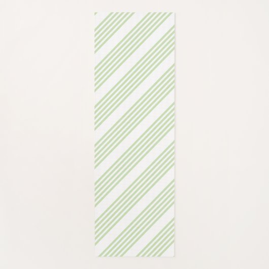 Bleek groen en wit vijf strepen patroon yogamat (Voorkant)