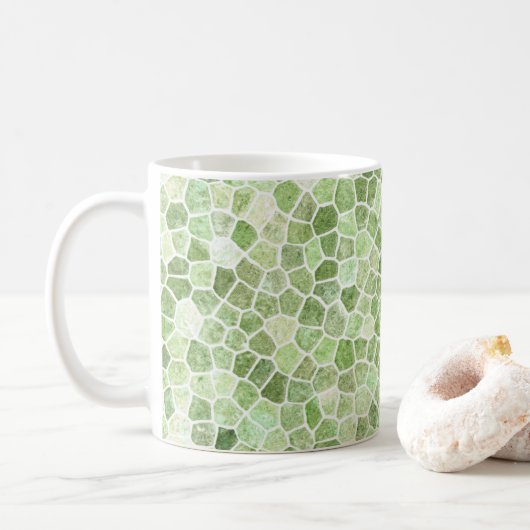 Bleek groen gebundeld patchwork Terrazo Pattern Koffiemok (Met donut)