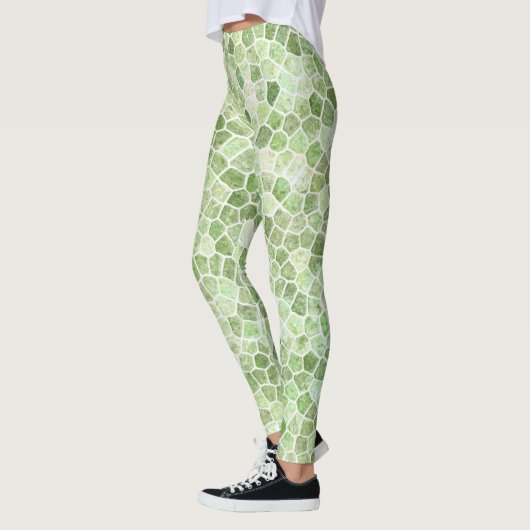 Bleek groen gebundeld patchwork Terrazo Pattern Leggings (Links)