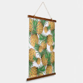 Bleek groen gestileerd anananas patroon hangend wandkleed (Gebogen)