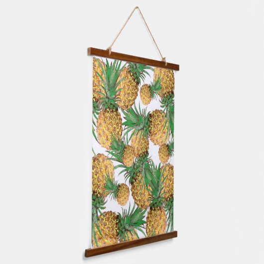 Bleek groen gestileerd anananas patroon hangend wandkleed (Gebogen)