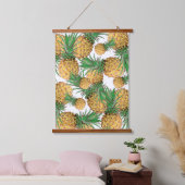 Bleek groen gestileerd anananas patroon hangend wandkleed (Slaapkamer)