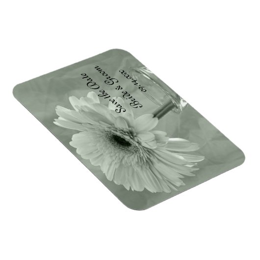 Bleek groen getinte Daisy Wedding Save the Date Magneet (Rechterzijde)