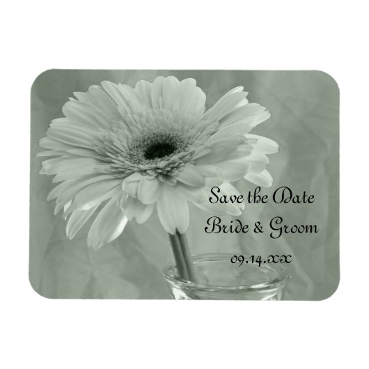 Bleek groen getinte Daisy Wedding Save the Date Magneet (Horizontaal)