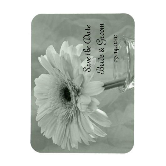 Bleek groen getinte Daisy Wedding Save the Date Magneet (Verticaal)