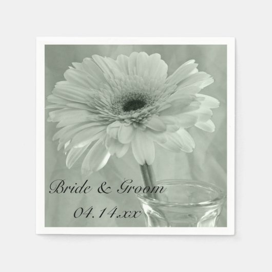 Bleek groen getinte Daisy Wedding Servetten (Voorkant)