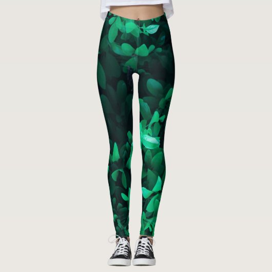 Bleek groen leder Plant pasta-kleuren Leggings (Voorkant)