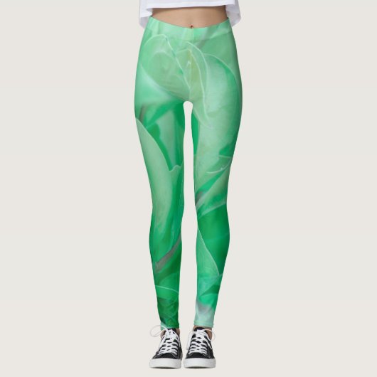 Bleek groen leder Plant pasta-kleuren Leggings (Voorkant)