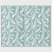 Bleek groen/lichtblauw met witte veren cadeaupapier (Vlak)