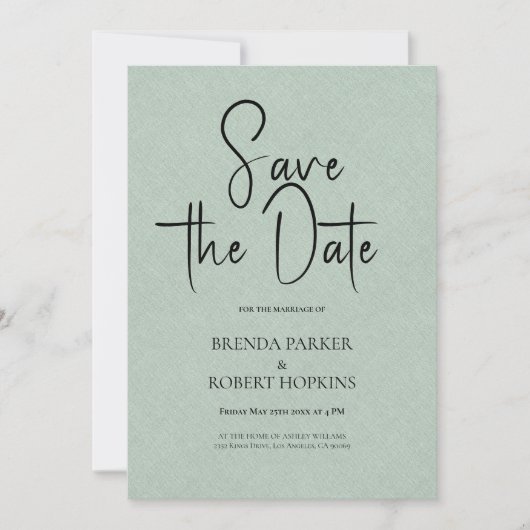 Bleek Groen Linen Eenvoudig Zwart Manuscript spare Kaart (Voorkant)