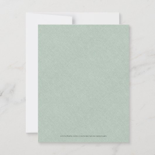 Bleek Groen Linen Eenvoudig Zwart Manuscript Vrijg Kaart (Achterkant)