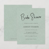 Bleek Groen Linen Eenvoudig Zwart Manuscript Vrijg Kaart (Voorkant / Achterkant)