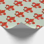 Bleek groen met Fleur de Lis Cadeaupapier (Hoek)