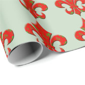 Bleek groen met Fleur de Lis Cadeaupapier (Rol Hoek)