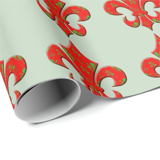 Bleek groen met Fleur de Lis Cadeaupapier (Rol Hoek)