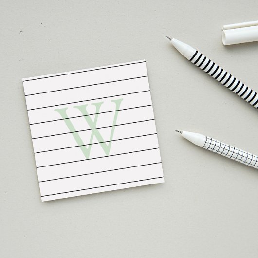 Bleek groen monogram uitgelijnd post-it® notes