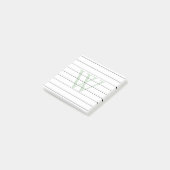 Bleek groen monogram uitgelijnd post-it® notes (Schuin)