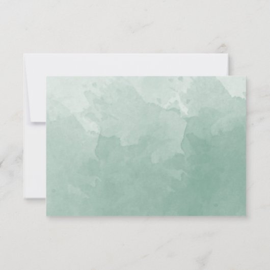 Bleek Groen Monogram Waterverf Buwontvangst RSVP Kaartje (Achterkant)