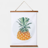 Bleek Groen Pastel Ananas Organic Voel Hangend Wandkleed (Voorkant)