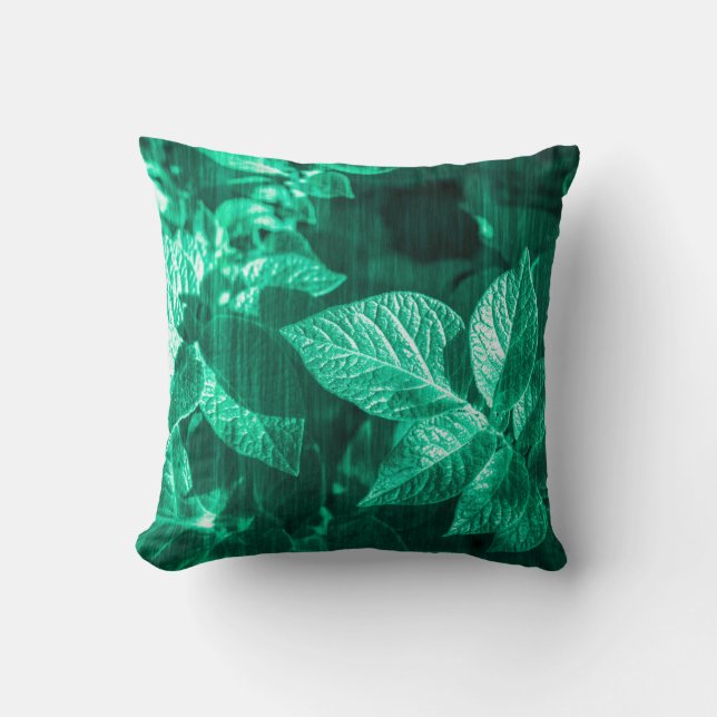 Bleek Groen Potato Leaves Cushion Sierkussen (Voorkant)