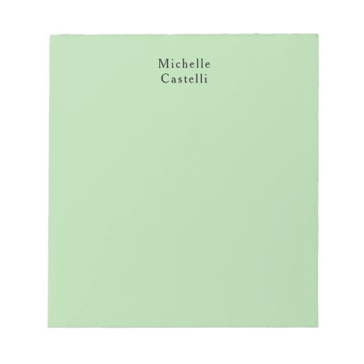 Bleek Groen Professioneel Uniek Classic Jouw naam Notitieblok (Voorkant)