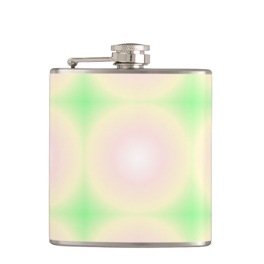 Bleek Groen Roos Wit 3D Optisch Verlooppatroon Heupfles (Voorkant)