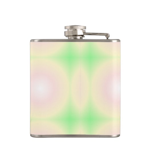 Bleek Groen Roos Wit 3D Optisch Verlooppatroon Heupfles (Achterkant)