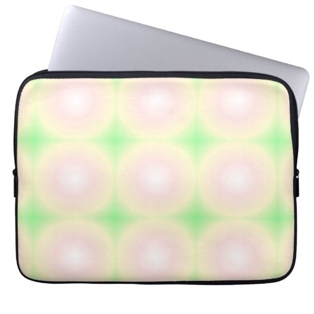Bleek Groen Roos Wit 3D Optisch Verlooppatroon Laptop Sleeve (Voorkant)