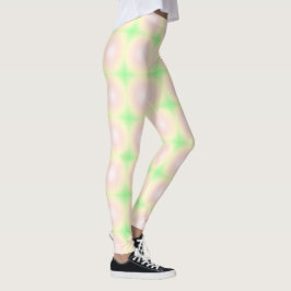 Bleek Groen Roos Wit 3D Optisch Verlooppatroon Leggings