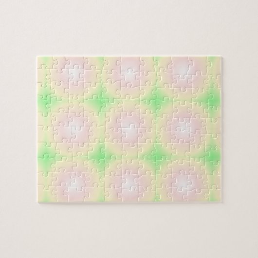 Bleek Groen Roos Wit 3D Optisch Verlooppatroon Legpuzzel (Horizontaal)