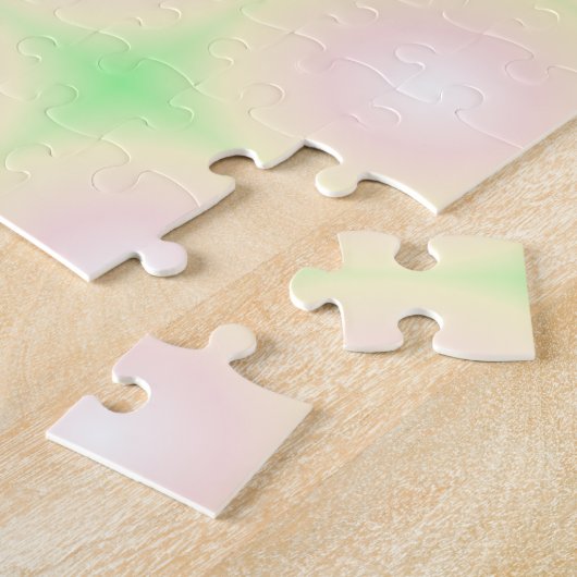 Bleek Groen Roos Wit 3D Optisch Verlooppatroon Legpuzzel (Zijkant)