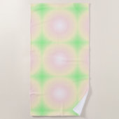 Bleek Groen Roos Wit 3D Optisch Verlooppatroon Strandlaken (Voorkant)