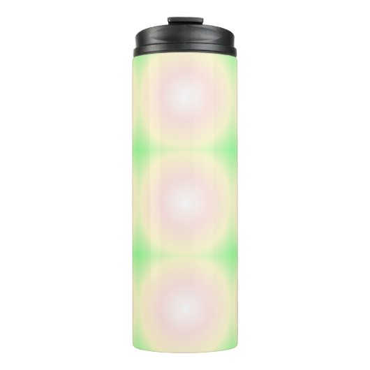 Bleek Groen Roos Wit 3D Optisch Verlooppatroon Thermosbeker (Voorkant)