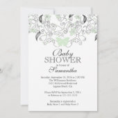 Bleek Groen Vlinder Neutraal Baby shower Kaart (Voorkant)