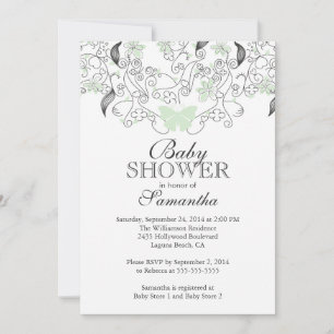  Bleek Groen Vlinder Neutraal Baby shower Kaart