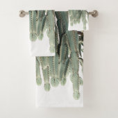 Bleek Groene Cactus Planten Patroon Bad Handdoek (Insitu)